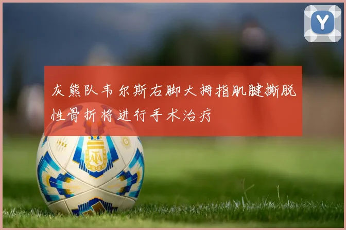 灰熊队韦尔斯右脚大拇指肌腱撕脱性骨折将进行手术治疗